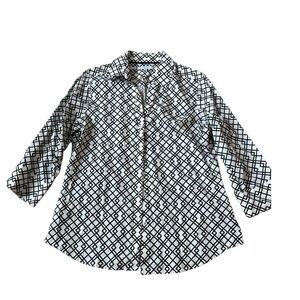 Foxcroft Stylish Black and White Women Wrinkle free Shirt Large size 10
